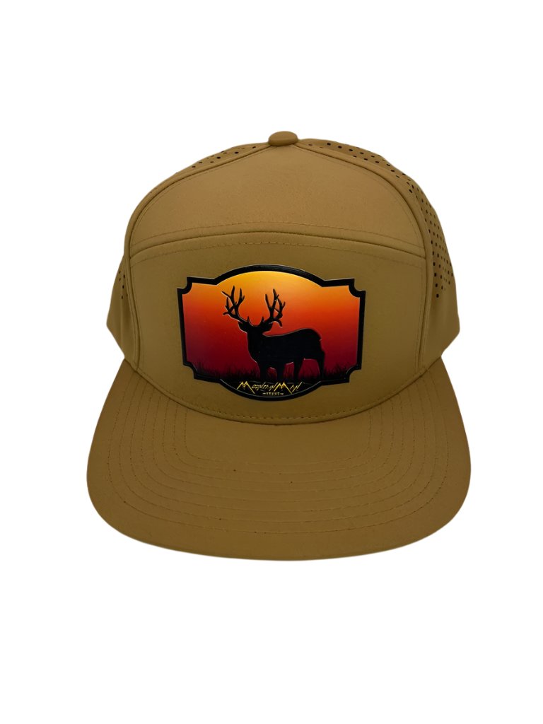Sunset Deer Logo Flat-Bill Snapback Perforated Hat