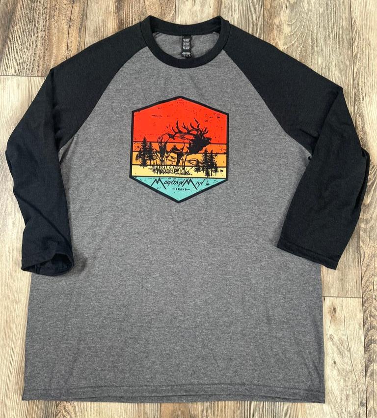 Retro Elk 3/4 Sleeve Raglan T-Shirt