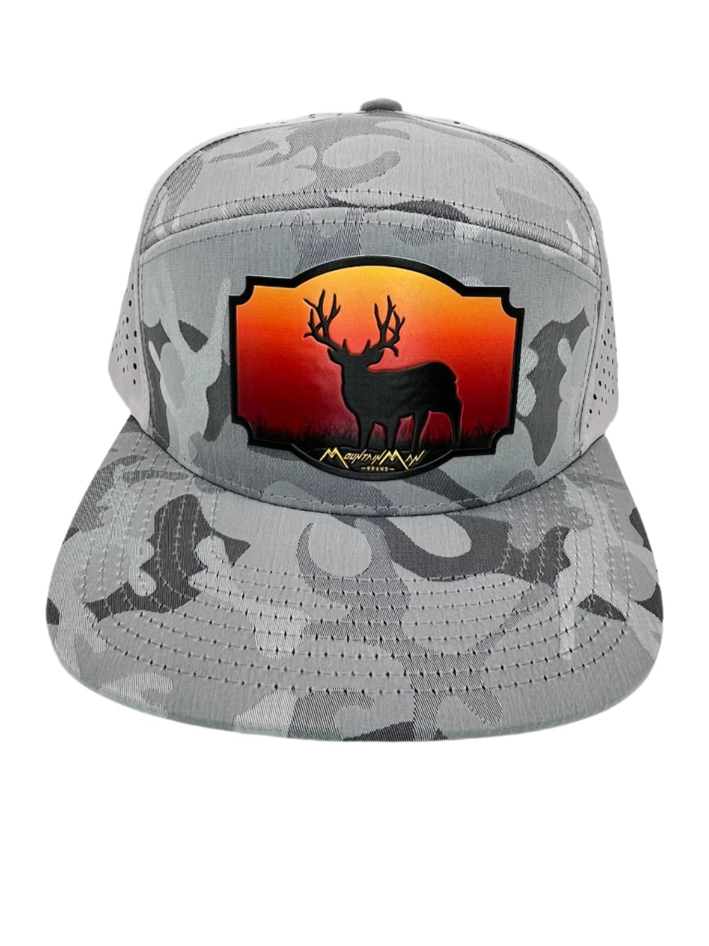 Sunset Deer Logo Flat-Bill Snapback Perforated Hat