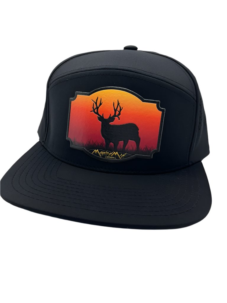Sunset Deer Logo Flat-Bill Snapback Perforated Hat