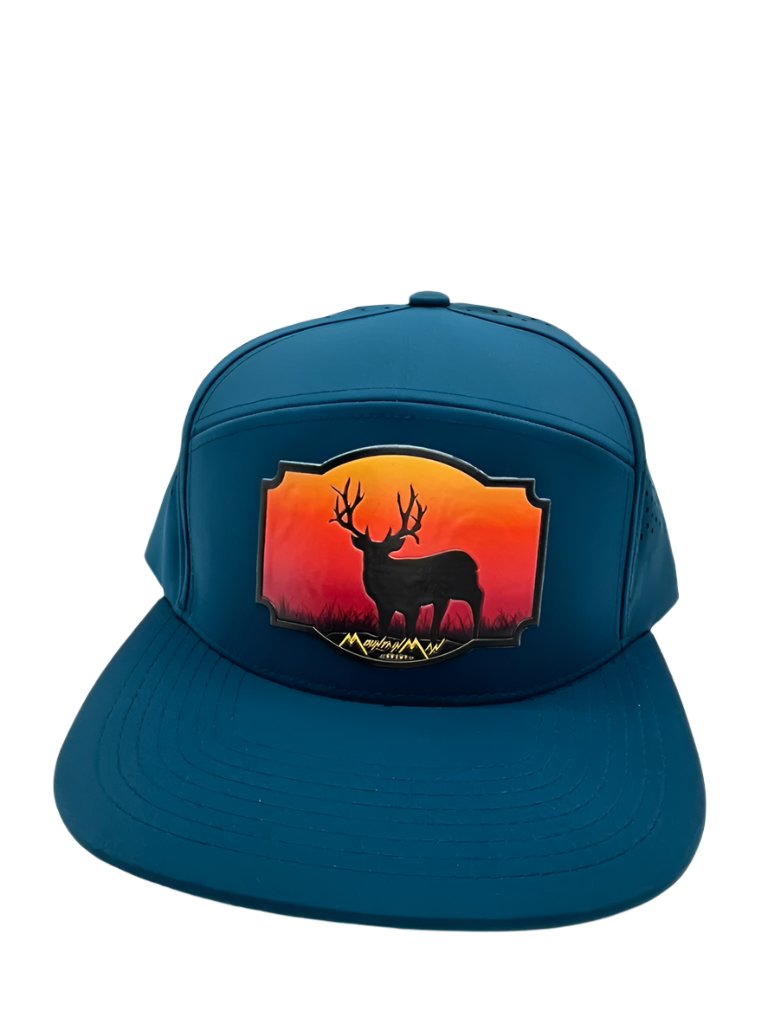 Sunset Deer Logo Flat-Bill Snapback Perforated Hat