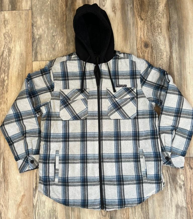 MountainMan Lined Hooded Flannel - Blue/Grey