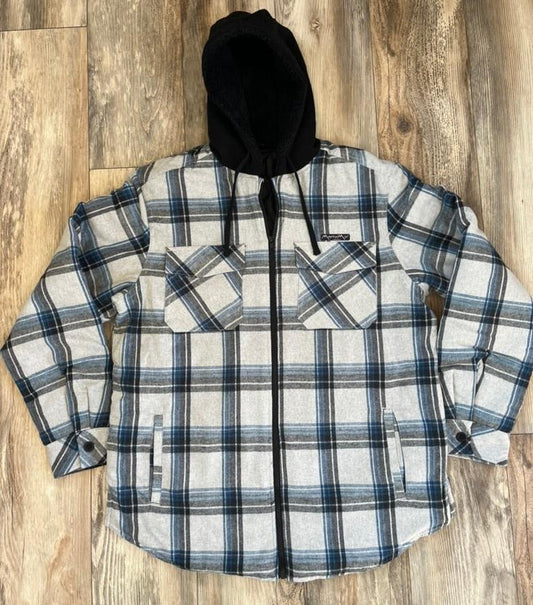 MountainMan Lined Hooded Flannel - Blue/Grey