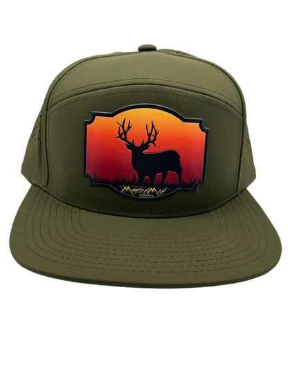 Sunset Deer Logo Flat-Bill Snapback Perforated Hat