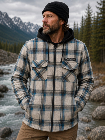 MountainMan Lined Hooded Flannel - Blue/Grey