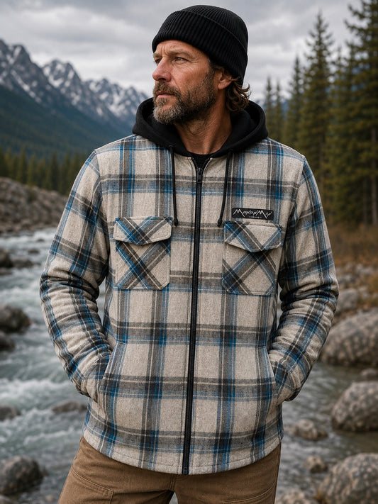 MountainMan Lined Hooded Flannel - Blue/Grey